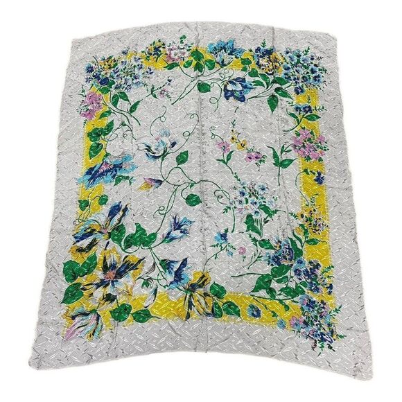 Spring Wildflowers Bright Colored Square Floral Scarf 29.5x35 Boho Chic Flowers - Picture 1 of 4